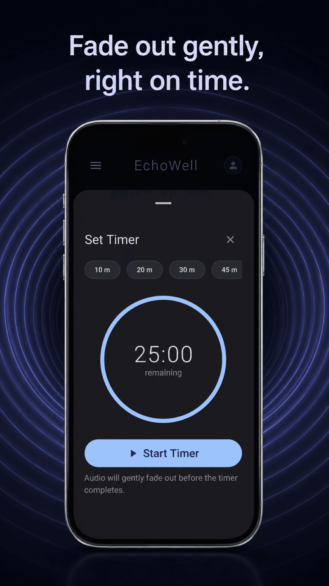 EchoWell HistoryScreen showing Weekly Activity chart, focus counter, and streak status