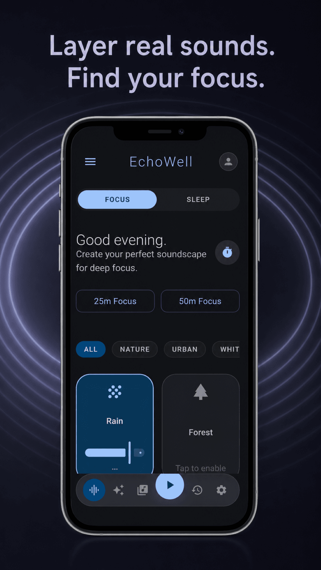 EchoWell Multi-Track Sound Mixer UI Screenshot on Android