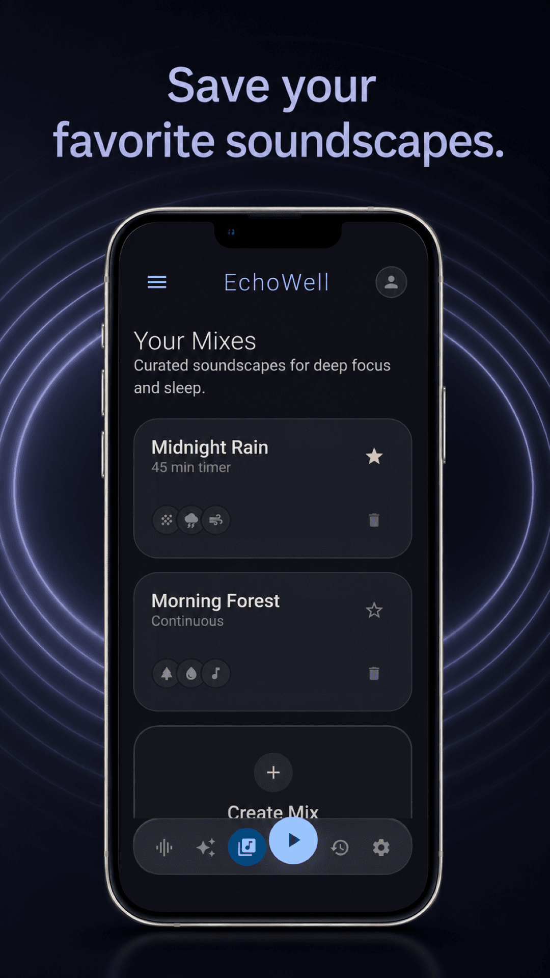 EchoWell SleepTimerSheet displaying circular progress ring and duration chips